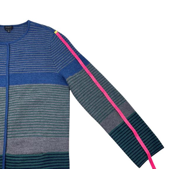 Talbots Womens Stripe Heavy Pure Merino Wool Open Front Duster Cardigan Sz XL - Picture 11 of 12